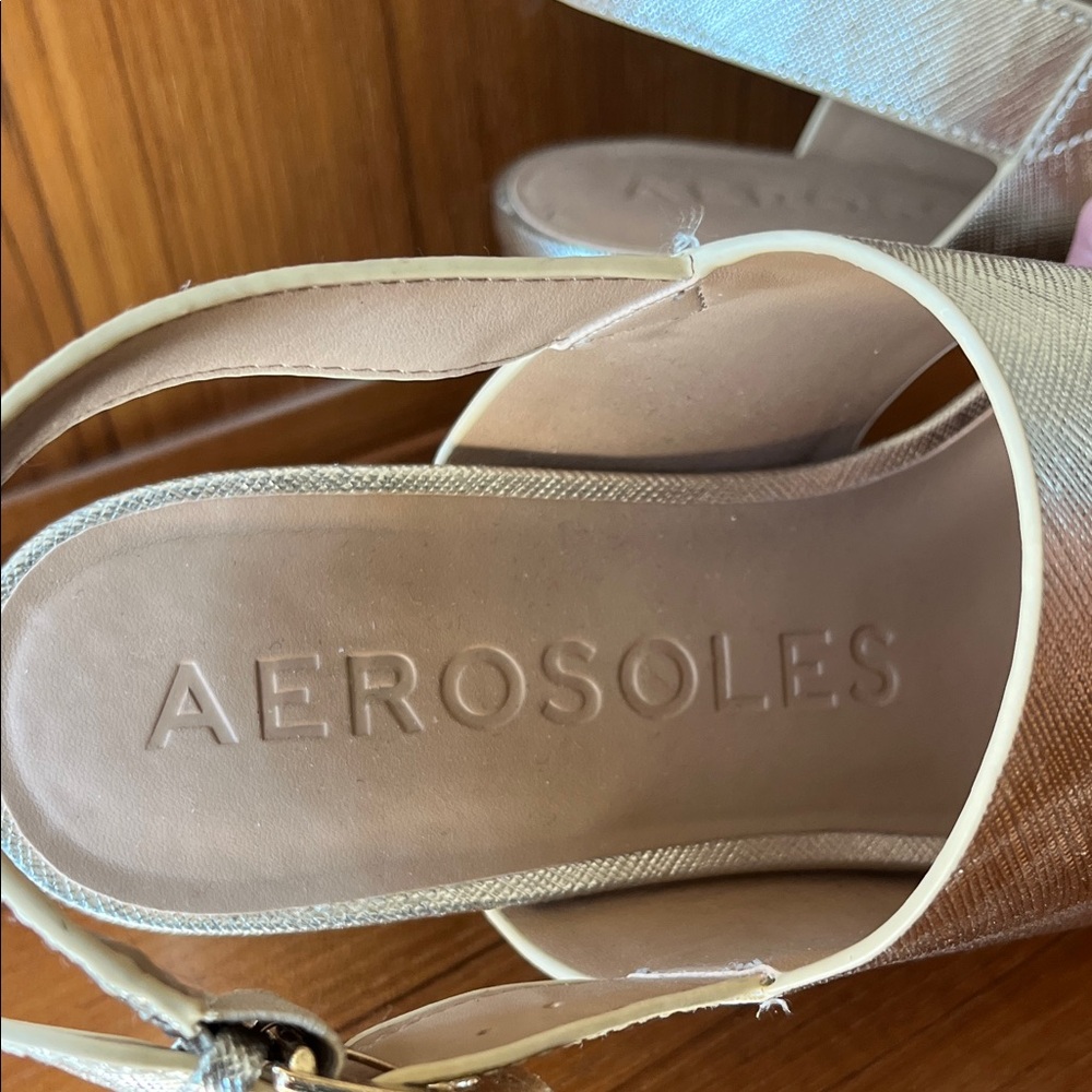 AEROSOLES Gold Platform Sandals Aerosoles Camilia Platform Sandal - Picture 2 of 11